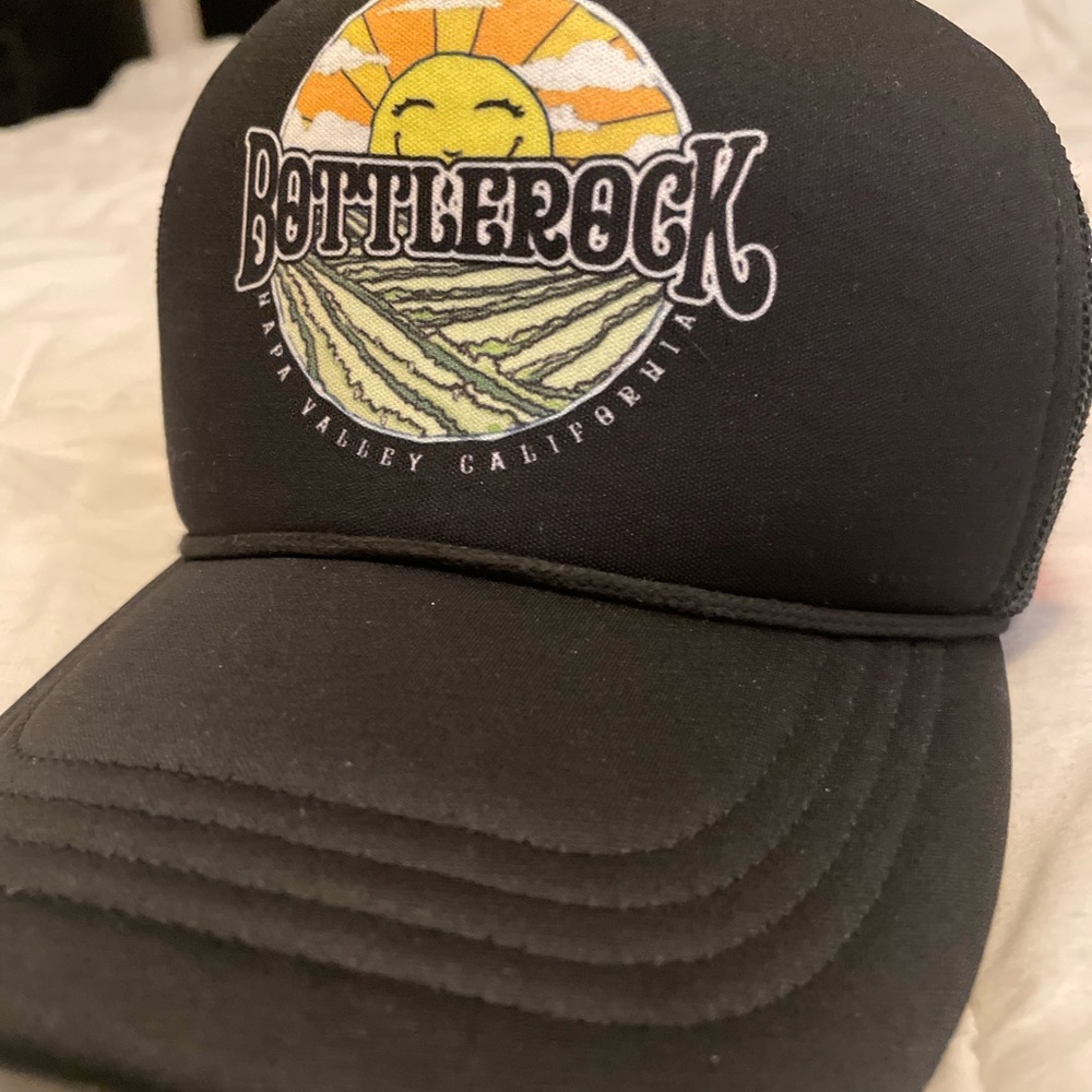 BottleRock Napa valley Black Trucker Hat SnapBack